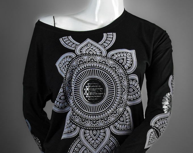 Soft Viscose Longsleeve T-shirt "Yantra's Surface" | Hand Decorated |