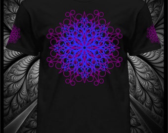 UV T-shirt - Fluorescent -&quot;Psymandal&quot;- Glowing in UV Psytrance blacklight wear psychodelic party clothes fractal psytrance visual art