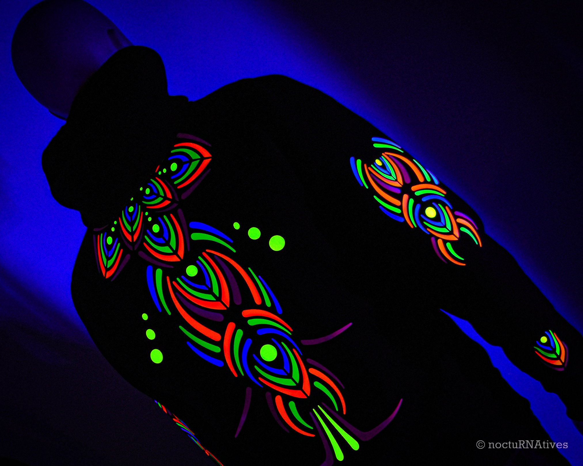 Hand Decorated UV Zipped Hoodie NeonShamanizm Reactive in UV