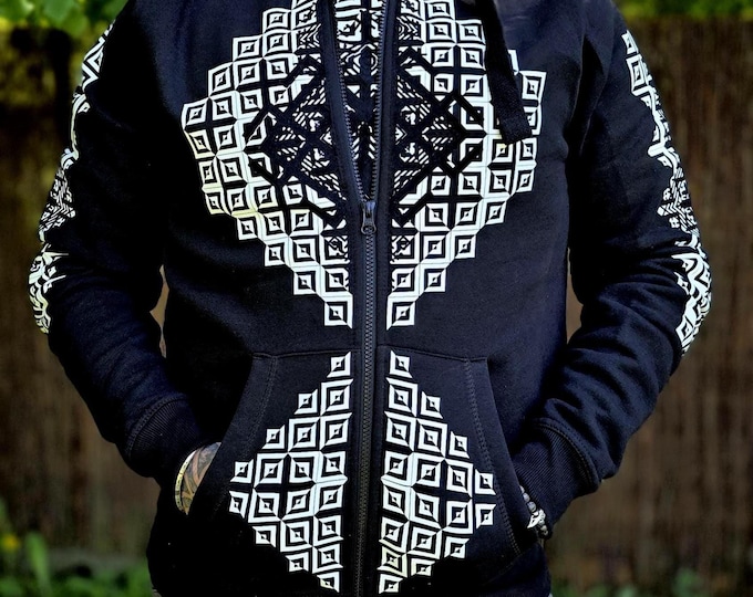 Hand Decorated Black Hoodie - "Desert Mirage"