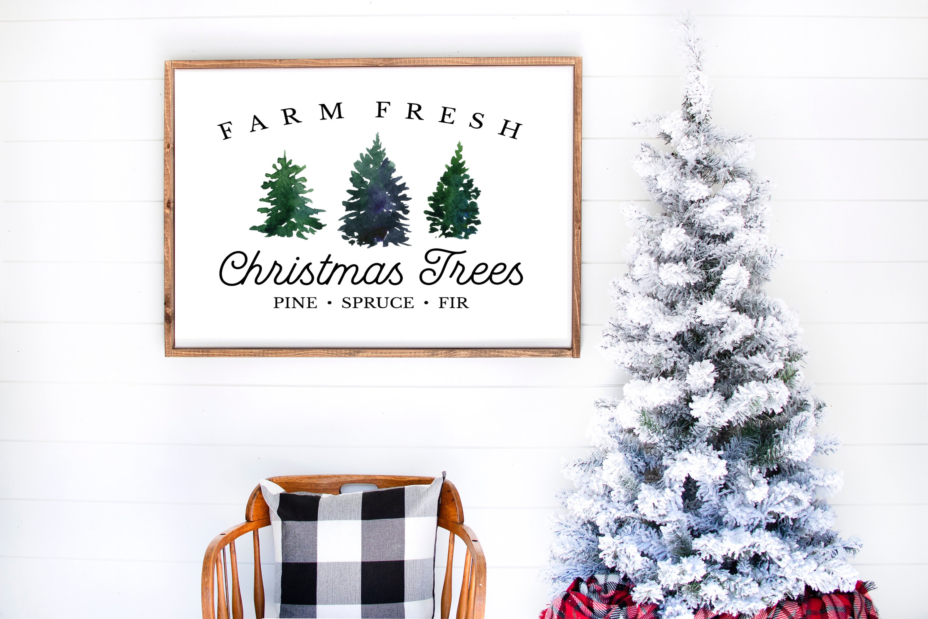 Farm Fresh Christmas Trees Printable, Farmhouse Christmas Print, Rustic