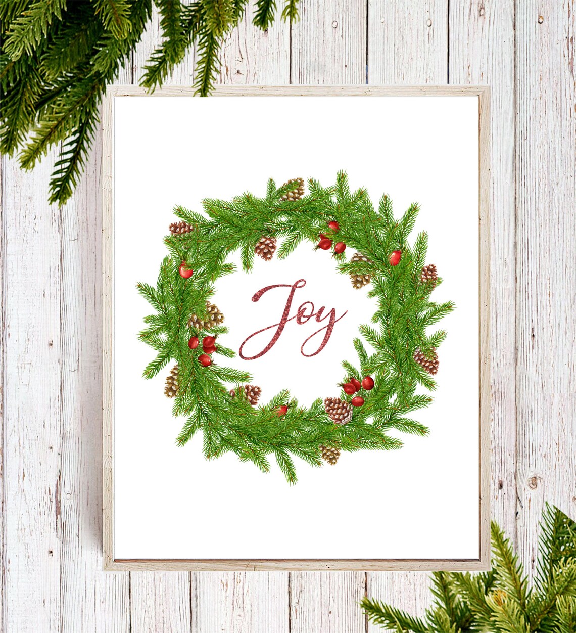 Christmas Joy Wreath Printable Joy Wreath Print Christmas - Etsy