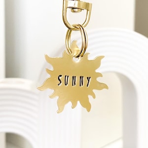 Sun Dog Tag, Pet ID Tag, Cat Tag, Simple Dog Tag, Personalized Dog Tag, Custom Dog Tag, Dog tag for dogs, Sun shaped dog tag, adventure tag