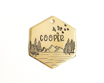 Sunny Adventure Pet ID Tag, Mountain Lake Dog Tag