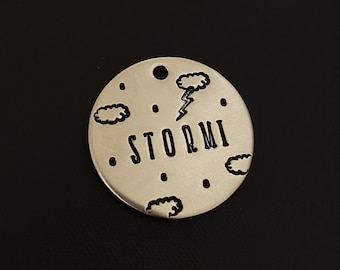 Storm Dog Tag, dog tag for dogs, stormi, lighting, clouds, sky, pet ID tag, cat tag, personalized dog tag, Dog tag for dogs