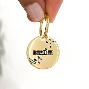 Birds Dog Tag, Dog tag for dogs, Pet ID Tag, Bird Dog Tag, Gold Dog Tag, Silver Dog Tag, Personalized dog tag, custom design, Sky dog tag,