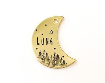 Moon Shaped Dog Tag, Moon shaped gifts, Pet ID Tag, Gold Moon, Silver Moon, Moon Dog Tag, personalized, Dog tag for dogs