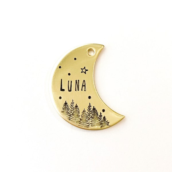 Moon Shaped Dog Tag, Moon shaped gifts, Pet ID Tag, Gold Moon, Silver Moon, Moon Dog Tag, personalized, Dog tag for dogs