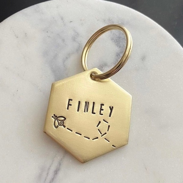 Bee Dog Tag, Pet ID Tag, Cat Tag, Personalized Dog Tag, Buzz bee pet id tag, Dog tag for dogs, flying bee