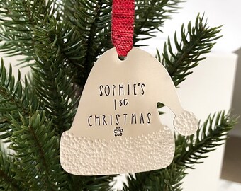 Personalized Dog Christmas Ornament, Custom Pet Tag