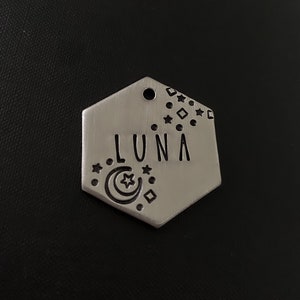 Star Moon-dogtag, hemels, kattenpenning, hondenpenning, gepersonaliseerde hondenpenning, aangepaste hondenpenning, hondenpenning sterren, hondenpenning maan, hondenpenningen voor honden