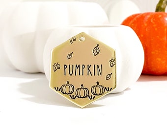 Halloween Pet ID Tag, Pumpkin Design, Fall Dog Tag