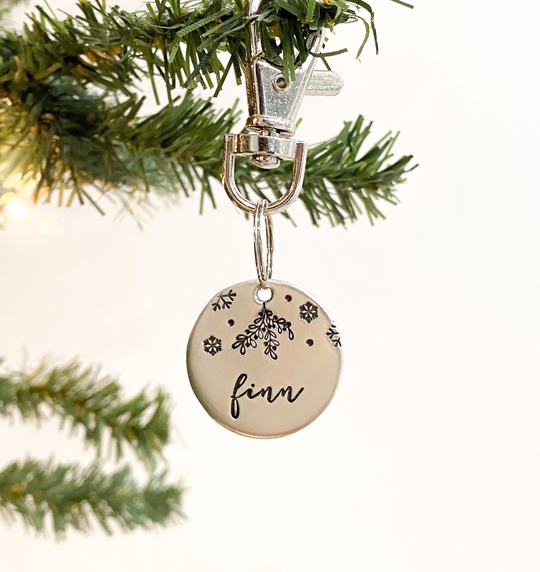 Christmas Dog Tag Pet ID Tag Snow Dog Tag Personalized Dog Etsy UK