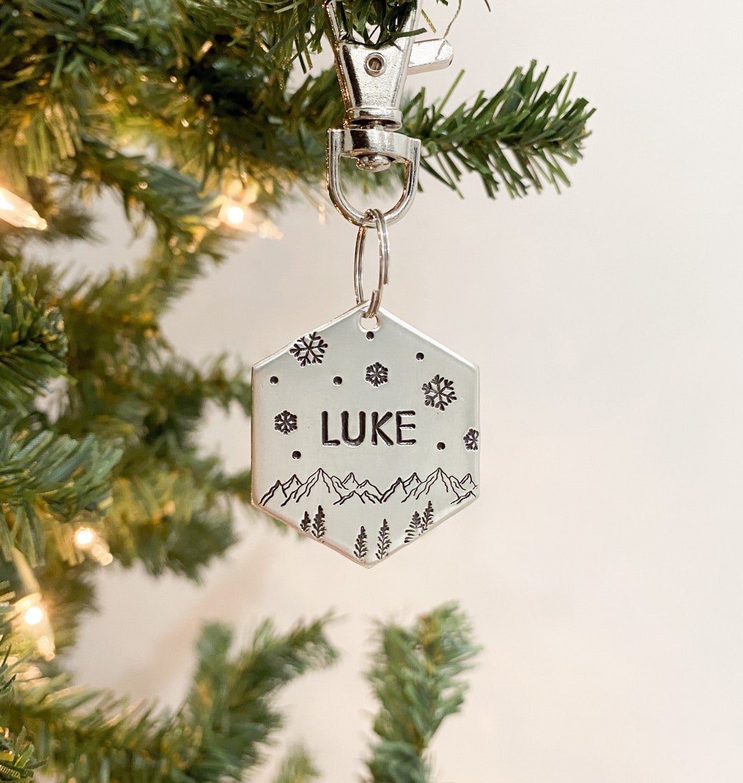 Christmas Dog Tag Pet ID Tag Snowflake Dog Tag Personalized Etsy