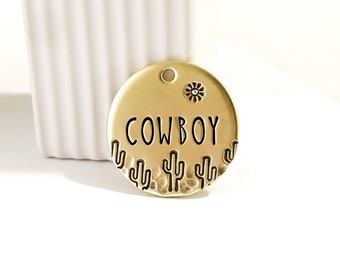 Cactus Dog Tag, Pet ID Tag, Desert Dog Tag, Personalized Dog Tag, Cat Tag, Gold Tag, Silver tag, Dog tag for dogs, cacti, sun, desert