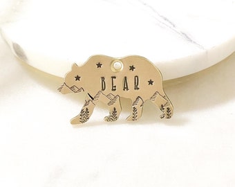 Bear Dog Tag, Pet ID Tag, Cat Tag, Simple Dog Tag, Personalized Dog Tag, Custom Dog Tag, Dog tag for dogs, Bear shaped dog tag