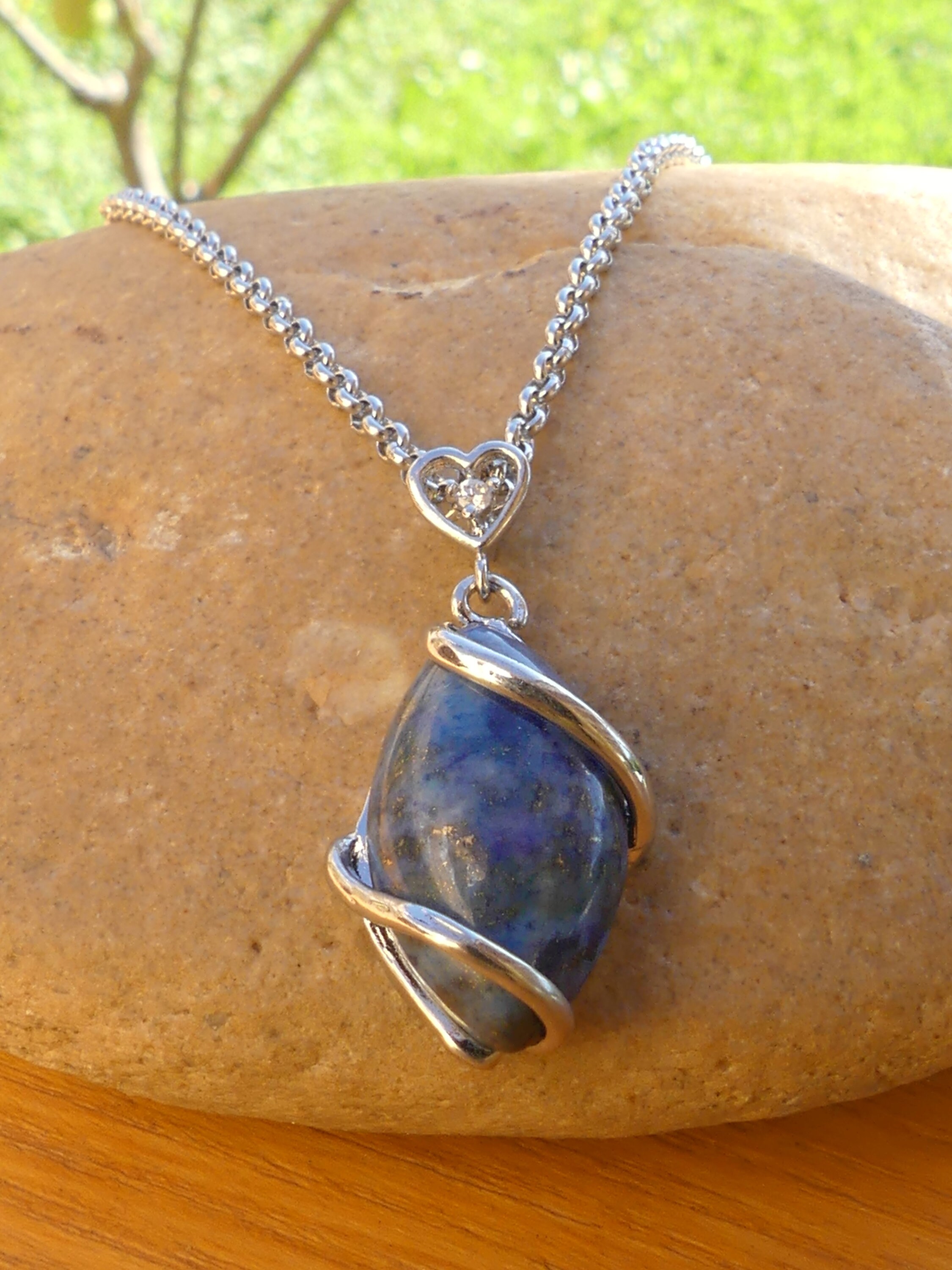 Collier en Lapis Lazuli avec Sa Chaine Pierres Naturelles Lithotherapie