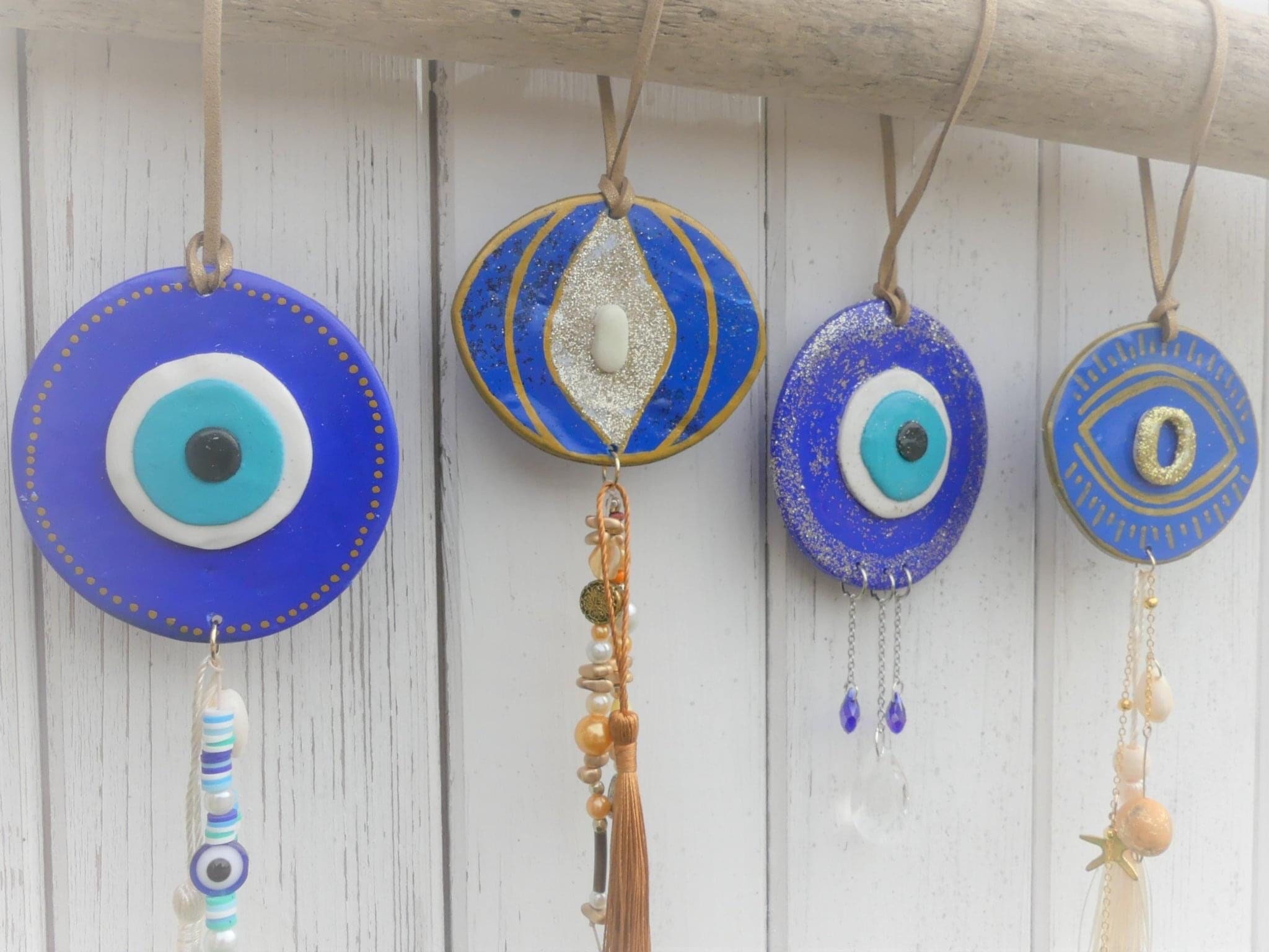 Œil de Protection . Œil Bleu , Talisman Pentacle Oeil Turc , Bleu Eyes Décoration Murale Artisanale