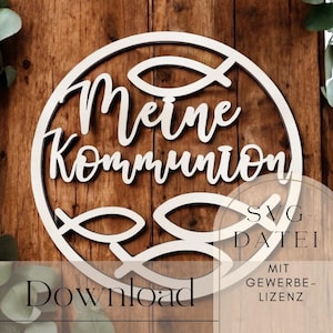 Boucle SVG Mon fichier de communion Laser Fish Welcome Decoration Porte Couronne Première communion avec licence commerciale Télécharger Leaf Ring Decoration Digital