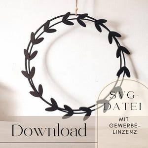 SVG Loop Familienname Datei Laser Willkommen nordic minimalistisch mit Gewerbelizenz Türkranz Download Blätterring Dekoring Digital skandi