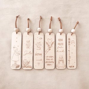 Lesezeichen Bücherliebe Boho Stil Deko Geschenk Holz Deko Herzen esoterisch Mädchen lesen Buch minimalistisch line art Lesehilfe Schulkind