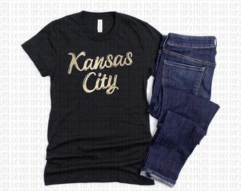 Kansas City 50s Metallic Gold Graphic Tee, Multiple color options available