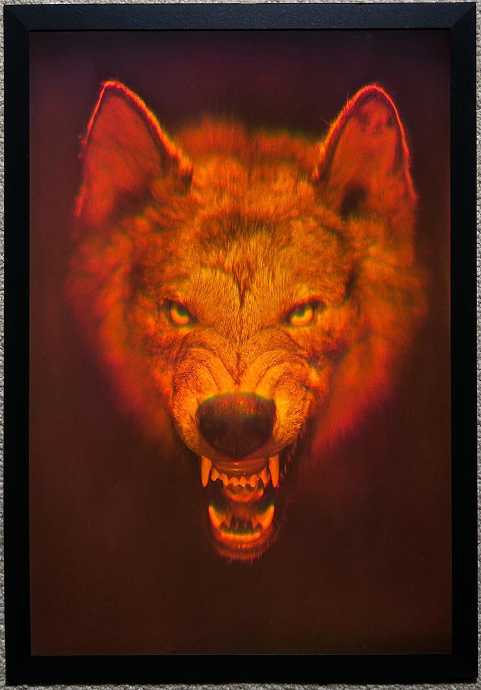 11x16 Red Wolf lighted & framed 3D Laser Hologram Etsy