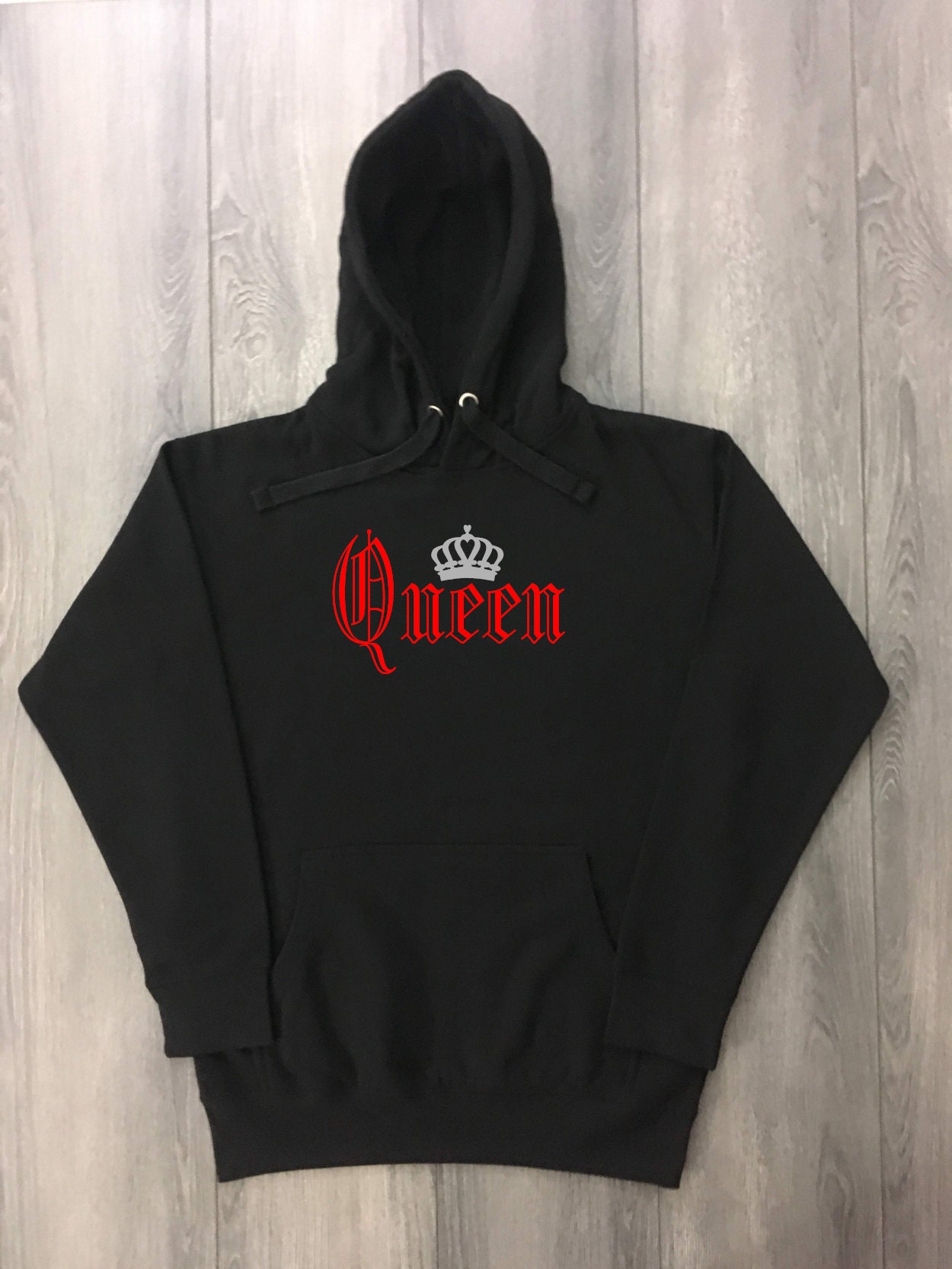Queen Crown Black Hoodie Pullover Sweatshirt To Match Red Gray Etsy