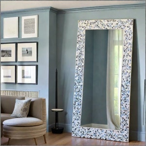 Mosaic Blue mirror,mirror wall decor,full length mirror,vanity mirror, bathroom mirror, large mosaic mirror, standing mirror