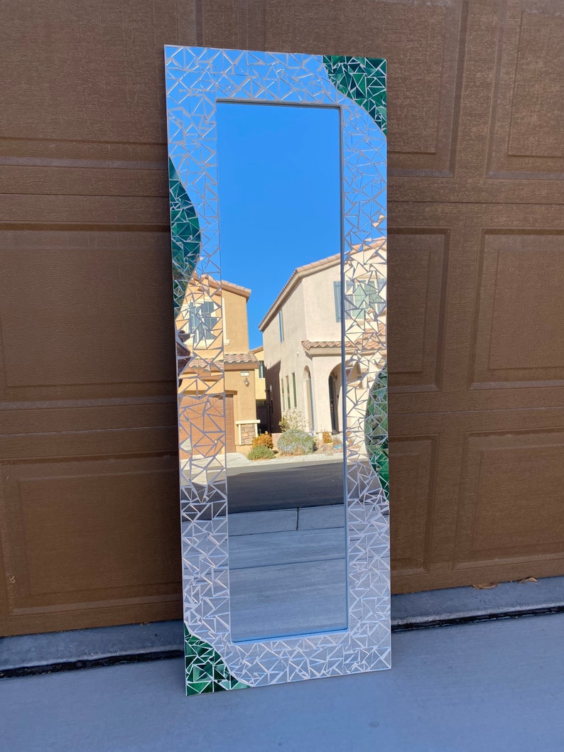 Green Mosaic Mirror,floor Mirror,mirror Wall Decor,full Length Mirror ...