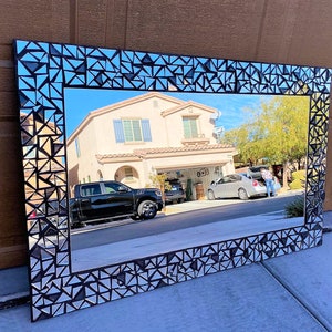 Mosaic Mirror Silver Black,floor mirror,mirror wall decor,full length mirror,vanity mirror, bathroom mirror, large mosaic mirror,tile mirror