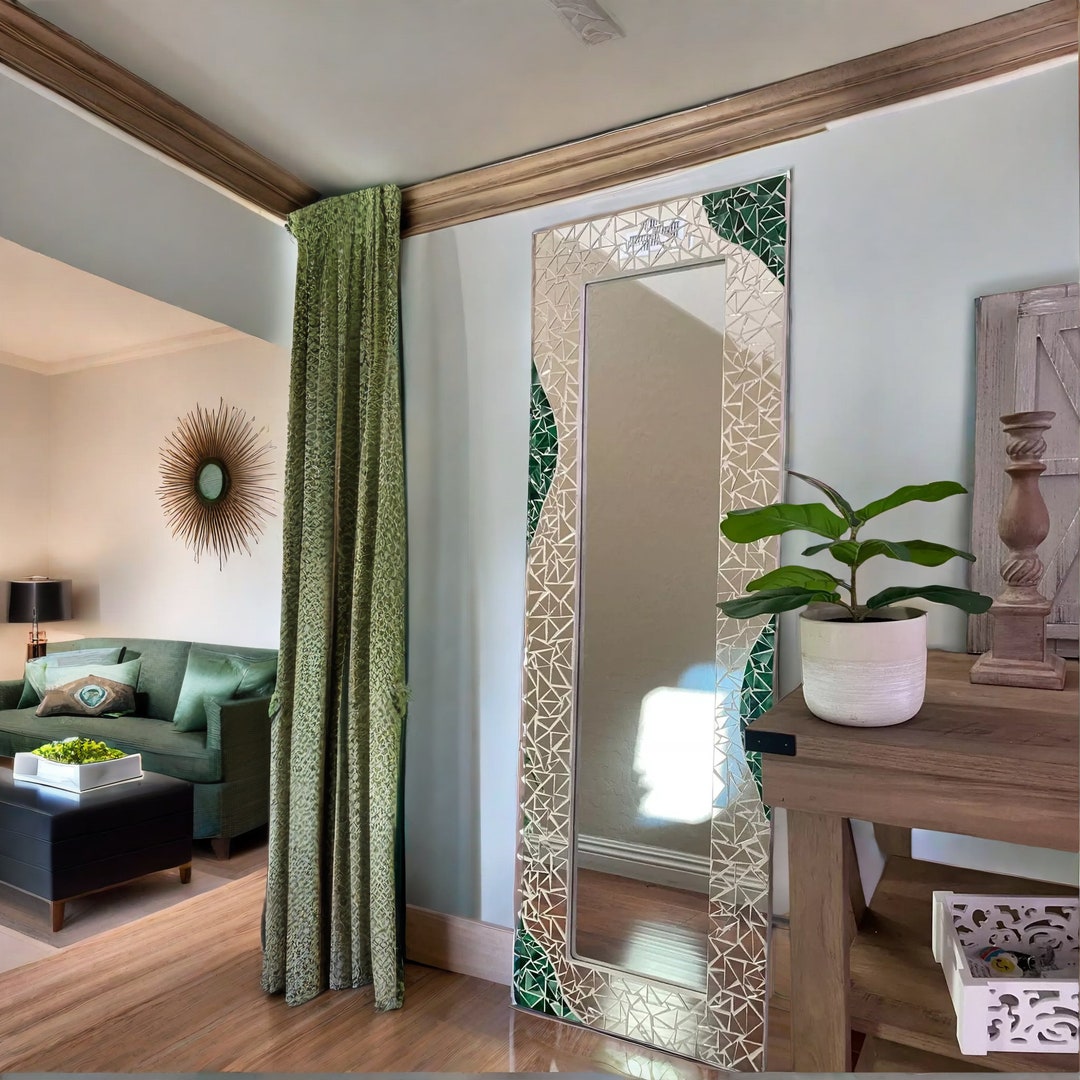 Green Mosaic Mirror,floor Mirror,mirror Wall Decor,full Length Mirror ...