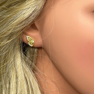 Butterfly S925 Sterling Silver Plated with 18K YellowGold Earrings/Elegant Design/Hypoallergenic Material/Earrings/MoM Day Gift/Gift for Her