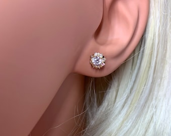 9K Gold Stud Earrings /Vintage modeling/Gift For Her/Solid Gold/Minimalist Earrings/Anniversary Gift/