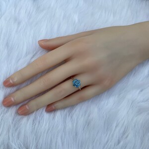 Natural London Blue Topaz With S925 Sterling Silver Plated 18K Gold/Engagement Ring/Anniversary Gift/Adjustable Opening/Valentine&#39;s Day Gift