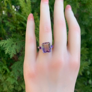 Bague amétrine, 5 carats, bicolore, bague réglable en argent sterling image 4
