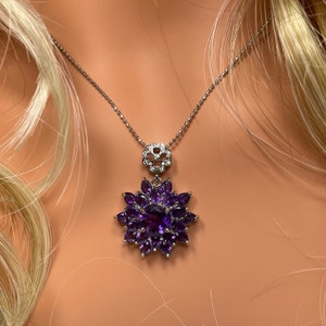 Natural Amethyst With S925 Sterling Silver Plated 18K Gold Necklace/Birthstone Of Feb/Gift For Her/Mother's Day Gift/Necklace/pendant