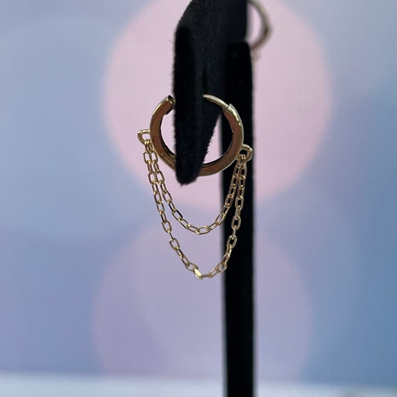9K Pure Gold Chain Shape Ear Bone Earring/Minimalist Design/Tragus Hoop/ Helix Hoop/Huggie Hoop/Gift For Her/Mother's Day Gift