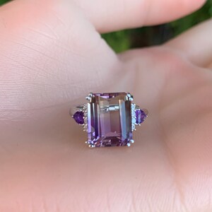 Bague amétrine, 5 carats, bicolore, bague réglable en argent sterling image 6
