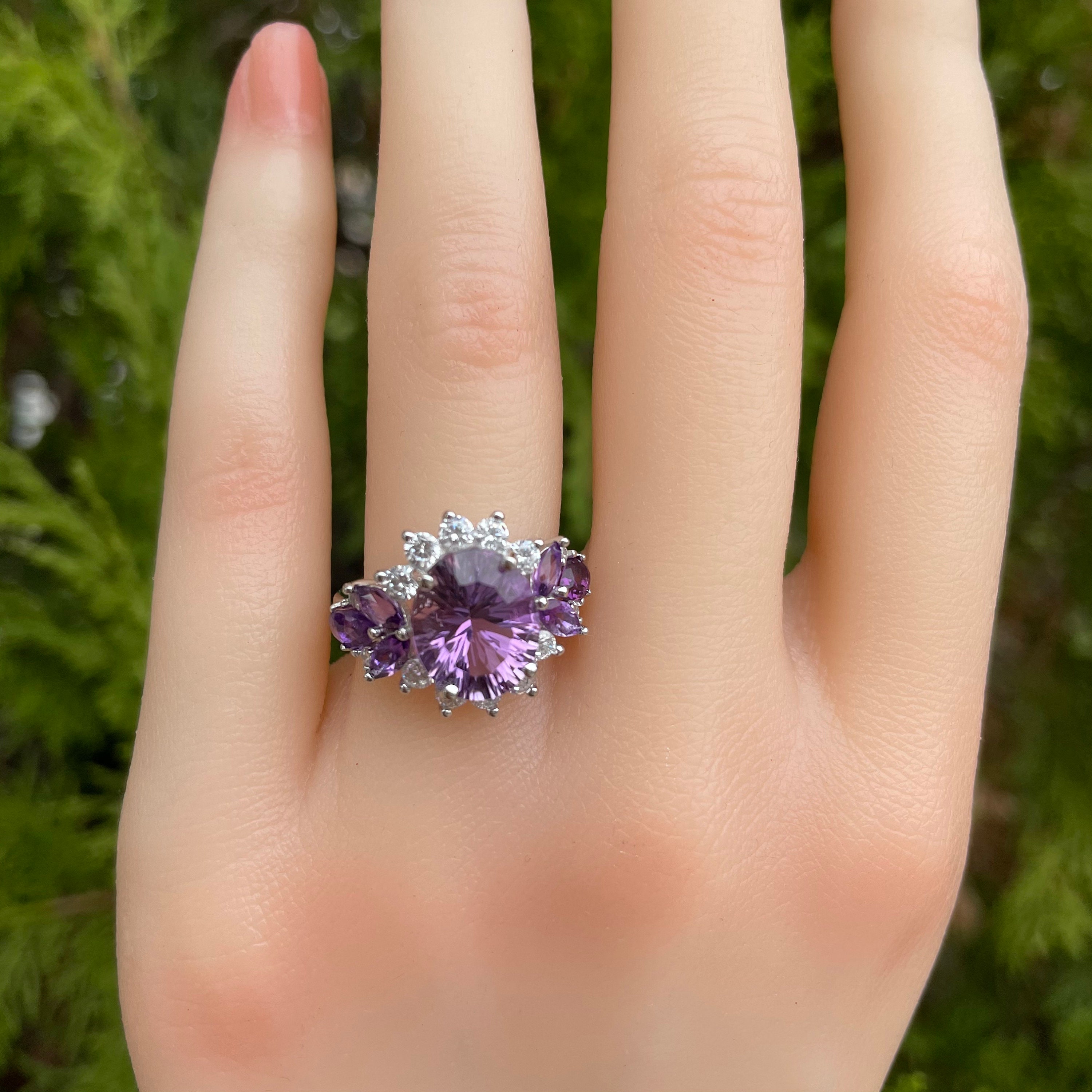 Simple design natural gemstone South Africa amethyst ring fashion women's  fine jewelry 925 sterling silver gift - AliExpress