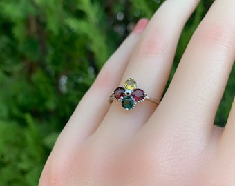 Bague en tourmaline, argent sterling 925, bague ajustable en pierre précieuse