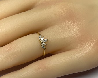 Crown Shape S925 Sterling Silver Plated With 14K Yellow Gold Ring/ Elegant Design/Mother's Day Gift/Ring/gift for her/Silver Ring