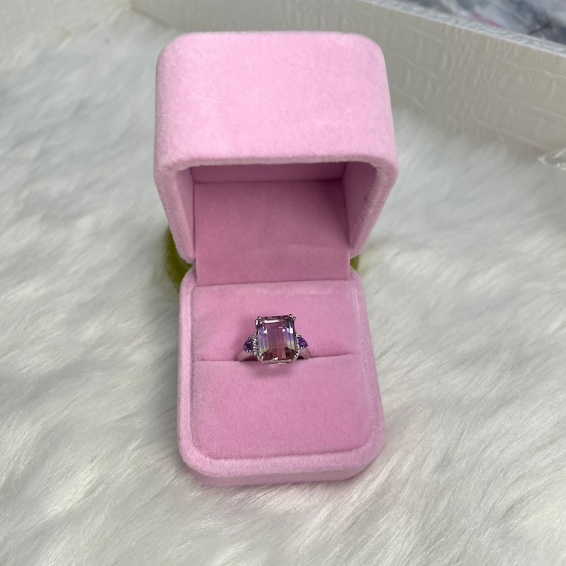 Bague amétrine, 5 carats, bicolore, bague réglable en argent sterling image 10
