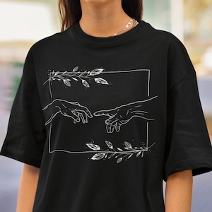 Michelangelo One line Abstract art shirt - Unisex aesthetic art lover minimal shirt Vintage creation of Adam tee %100 Cotton High Quality