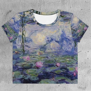 Tribute to Monet - Water lilies all over crop top women aesthetic art inspired summer top