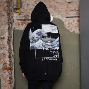 The Great Wave of Kanagawa Hoodie Men hoodie vintage art hooded Hokusai %100 High Quality Cotton-Japanese Art hoodie aesthetic women hoodie image 1