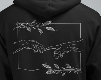 Michelangelo Hoodie - Creation of Adam Backprint Hoodie sweatshirt - Unisex vintage art hooded