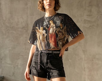 Botticelli The Spring Crop Top: Renaissance Revival All Over Print Baby Tee Art Dark Academia
