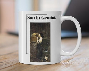 Gemini Zodiac Coffee Mug, Art inspired art meme zodiac mug, Gemini Birthday Gift, Astrology mug meme horoscope Art