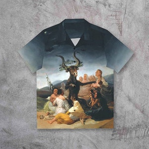 Francisco de Goya shirt -Collared button down short sleeve art shirt - Men Shirt - Hawaiian Shirt- Witches Sabbath men women shirt aesthetic